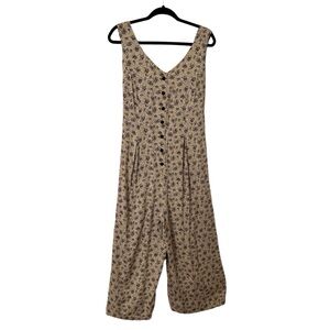 Vintage Size Medium Yellow Floral Grunge Sleeveless Cropped Pants Jumpsuit